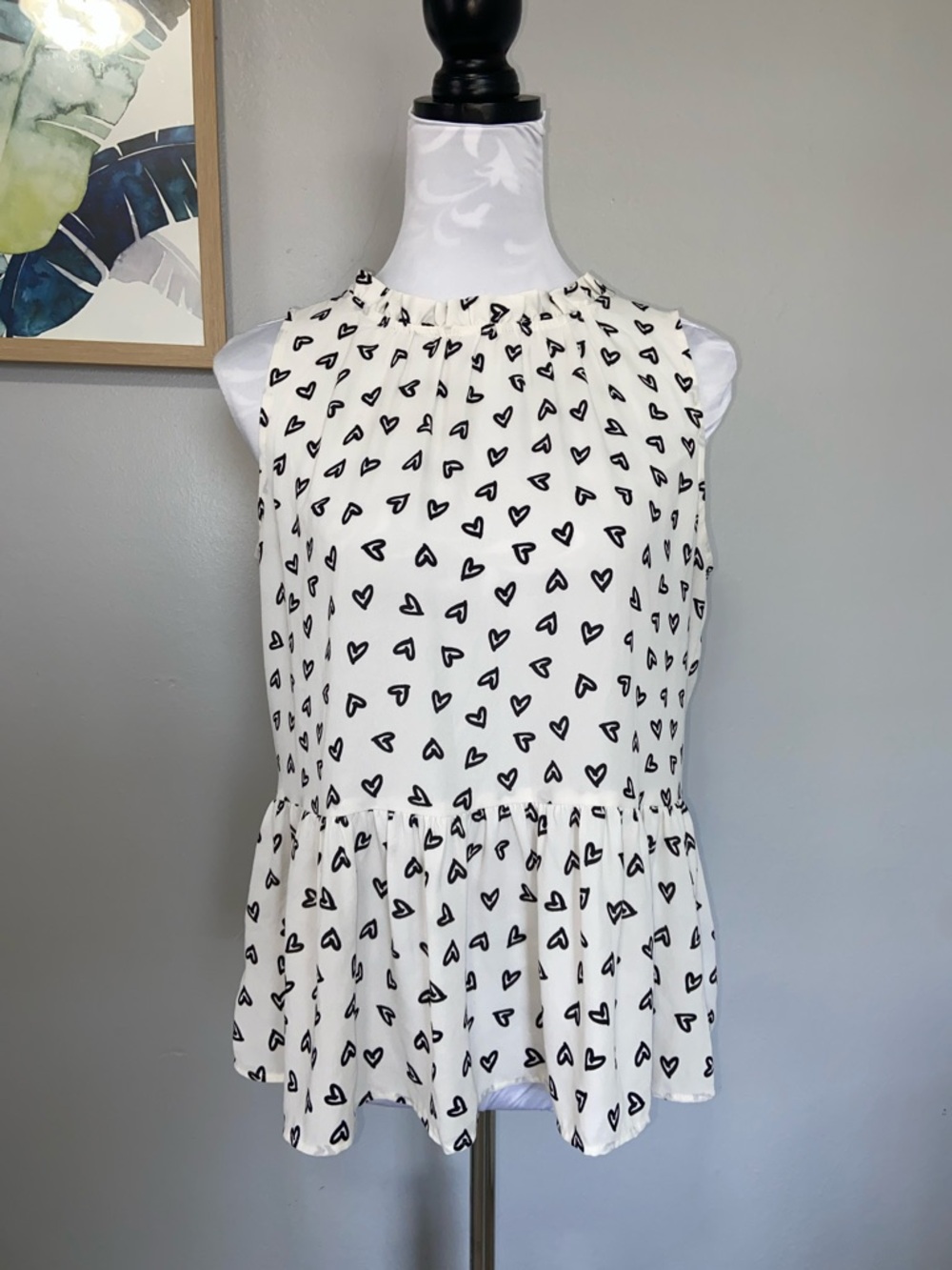 LOFT heart peplum bow back blouse